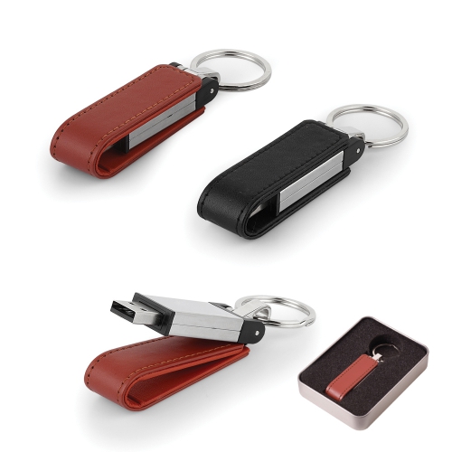 Memorie USB pentru breloc din piele metalic de 16 GB